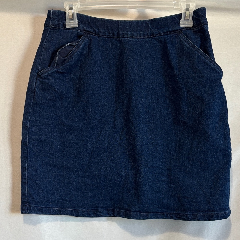 Navy Blue Denim Mini Skirt